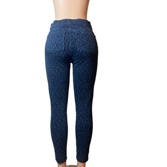 SPANX navy blue leopard print jeggings size medium. - Picture 5 of 9